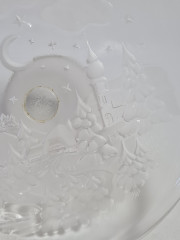 Подставка для торта &quot;Ночной лес&quot; с объемным декором, стекло, 19 см, Германия, 1970-80гг.