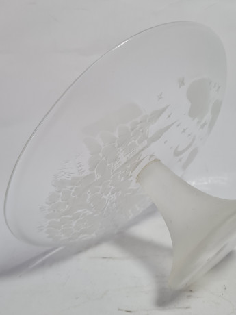 Подставка для торта "Ночной лес" с объемным декором, стекло, 19 см, Германия, 1970-80гг.