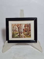 Картина винтажная Martocell &quot;Осенняя прогулка в лесу&quot;, в раме, 15 х 12 см, Германия, 1980-90гг.