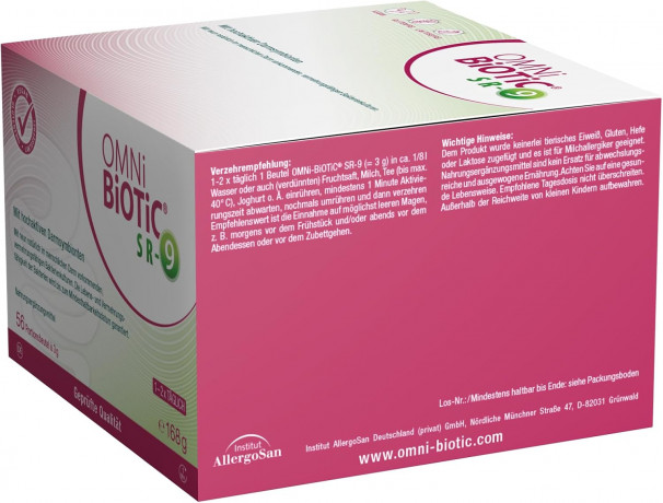 OMNI BIOTIC SR-9 56st х 2 packs, Комплекс бактерий Омни Биотик при стрессах, расстройствах и тревоге: 9 штаммов + Витамины группы В, 56 саше x 2 упаковки (112 саше)