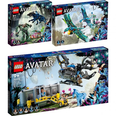 LEGO Avatar: 3er Set: Neytiri und Thanator vs. Quaritch im MPA (75571); 560 Teile + Jakes und Neytiris erster Flug auf einem Banshee (75572); Bau- und Spielset (572 Teile) + Schwebende Berge: Site 26 und Аватар: Набор из 3: Нейтири и Танатор против Куорич