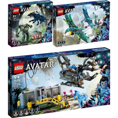 LEGO Avatar: 3er Set: Neytiri und Thanator vs. Quaritch im MPA (75571); 560 Teile + Jakes und Neytiris erster Flug auf einem Banshee (75572); Bau- und Spielset (572 Teile) + Schwebende Berge: Site 26 und Аватар: Набор из 3: Нейтири и Танатор против Куорич