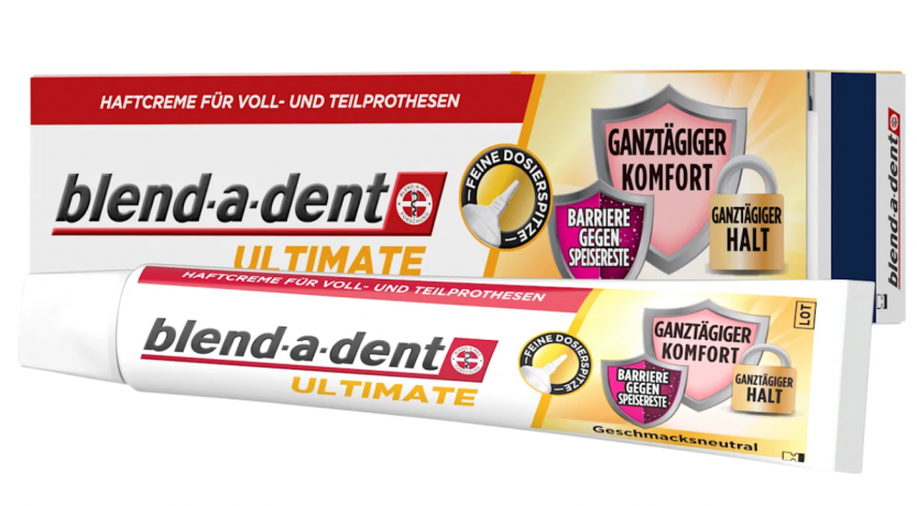 blend-a-dent Haftcreme Ultimate geschmacksneutral 40g x 3stk, Крем-клей для зубных протезов Ultimate, без вкуса, 40г х 3 штуки