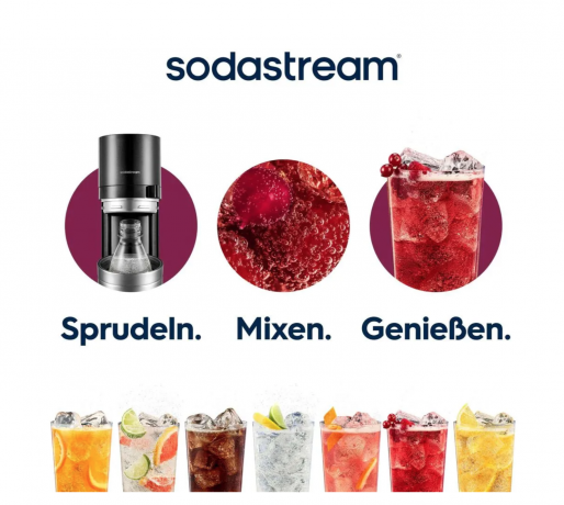 SodaStream DUO Wassersprudler Hydration Pack аппарат для газирования воды (Германия), комплект с баллоном и бутылками, экономия и контроль газа, пластик/стекло, черный