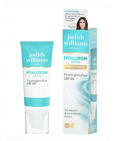 Judith Williams Hyaluron Aktiv fluid SPF 30, 50ml, Флюид для лица с гиалуроновой кислотой, увлажняющий, защита от солнца, лёгкий дневной крем, 50 мл