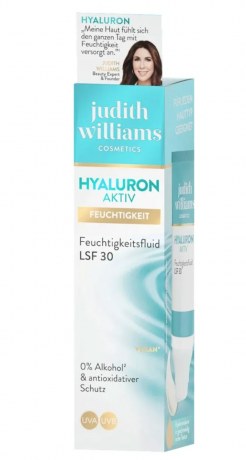 Judith Williams Hyaluron Aktiv fluid SPF 30, 50ml, Флюид для лица с гиалуроновой кислотой, увлажняющий, защита от солнца, лёгкий дневной крем, 50 мл