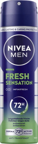 NIVEA MEN Fresh Sensation Anti-Transpirant Spray, 150 ml, Нивеа Мужской антиперспирант спрей, формула INFINIFRESH, стойкий аромат, 72ч защита, 150 мл