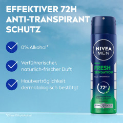 NIVEA MEN Fresh Sensation Anti-Transpirant Spray, 150 ml, Нивеа Мужской антиперспирант спрей, формула INFINIFRESH, стойкий аромат, 72ч защита, 150 мл