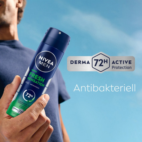 NIVEA MEN Fresh Sensation Anti-Transpirant Spray, 150 ml, Нивеа Мужской антиперспирант спрей, формула INFINIFRESH, стойкий аромат, 72ч защита, 150 мл