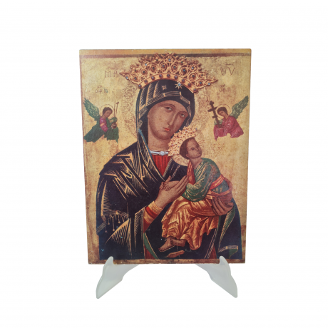 Картина винтажная "Богородица", дерево, ручная роспись, 21 x 27,5 см, Германия, 1960-70гг.