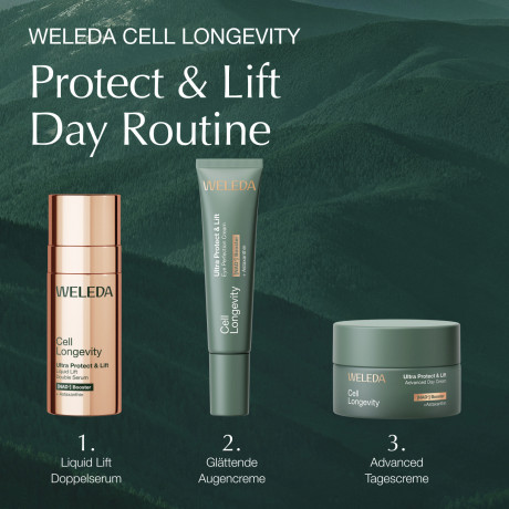 WELEDA Cell Longevity Ultra Protect & Lift Liquid Lift Double Serum, 50 ml, Двухфазная сыворотка для лица Liquid Lift с астаксантином и NAD+ Booster для зрелой кожи, 50 мл