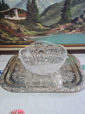 Салатница большая винтажная Im Stil Walther Glas, хрусталь, 23 см, Германия, 1960-70гг.