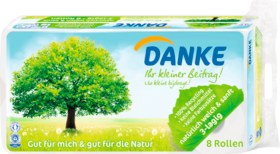 Danke Туалетная бумага перерабатываемый 3-lg, 8x150 Bl, 1200 листов