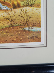 Картина винтажная Chispasa "Фермер в полях", в раме, 15 х 12 см, Германия, 1980-90гг.