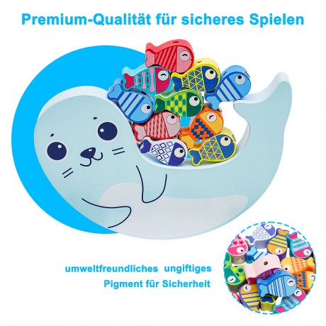 Arkmiido Holz Angelspiel mit 18 magnetische Fische Деревянная рыбалка с 18 магнитными рыбками