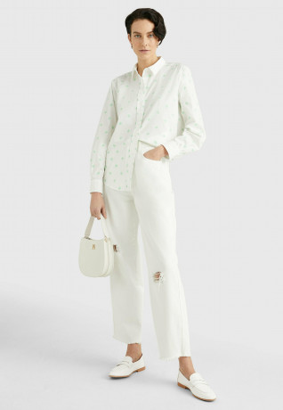 Tommy Hilfiger MONOGRAM EMBROIDERY Button-down blouse small cmd emb spring lime MONOGRAM EMBROIDERY Блузка на пуговицах маленький cmd emb весенняя известь