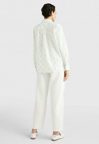 Tommy Hilfiger MONOGRAM EMBROIDERY Button-down blouse small cmd emb spring lime MONOGRAM EMBROIDERY Блузка на пуговицах маленький cmd emb весенняя известь