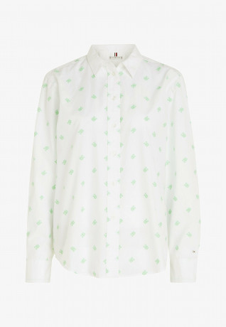 Tommy Hilfiger MONOGRAM EMBROIDERY Button-down blouse small cmd emb spring lime MONOGRAM EMBROIDERY Блузка на пуговицах маленький cmd emb весенняя известь