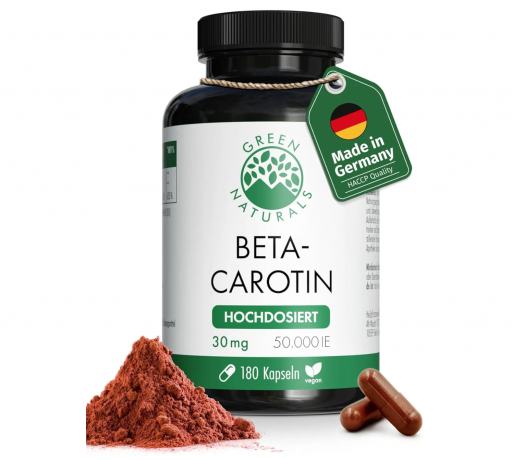 Green Naturals Beta-Carotene Capsules  High Dose: 300 mg (50,000 IU), 180stk, Бета Каротин 30мг для кожи (Германия), капсулы высокой дозировки 50000МЕ, 180шт