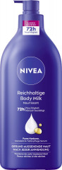 NIVEA Reichhaltige Body Milk Pump-Spender, 625 ml, Нивеа Молочко для тела, гиалуроновая кислота и миндальное масло, 72ч увлажнение, с дозатором, 625 мл