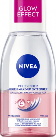 NIVEA Double Effect Augen Make-up Entferner, 125 ml, Нивеа Средство для снятия макияжа с глаз двойного действия, масло авокадо, водостойкий макияж, 125 мл