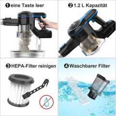 TASVAC TASVAC Akku-Hand-und Stielstaubsauger N5T, 250,00 W, Akku Staubsauger, 25KPa, 250W, Akku Staubsauger, 55 Minuten, 1.2L  Беспроводной ручной и стержневой пылесос TASVAC N5T, 250,00 Вт, беспроводной пылесос, 25 кПа, 250 Вт, беспроводной пылесос, 55 м