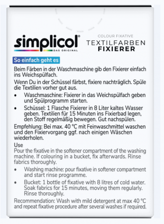 Simplicol Expert  Farb-Fixierer 2st, Фиксатор краски для ткани, закрепление цвета, усиление стойкости, для стирки 40C, 90 мл x 2 штуки