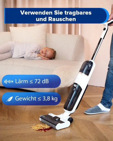 Redkey Redkey Nass-Trocken-Akkusauger W12, 150,00 W, Beutellos, Handstaubsauger, Akkustaubsauger, Selbstreinigung, Staubsauger Kabellos, 3-in-1 Nass Trockensauger, LED Anzeige, Doppelwassertank  Беспроводной пылесос Redkey для сухой и влажной уборки W12, 