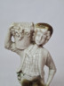 Статуэтка винтажная, бело-зеленый фарфор "Мальчик с ведром винограда", 17 x 7 см, Германия, 1960-70гг.