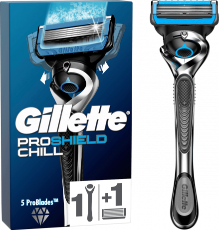 GILLETTE Rasierer, ProShield Chill, 1 St, Джилетт Набор для бритья ProShield Chill: станок и 1 сменная кассета, 1 набор
