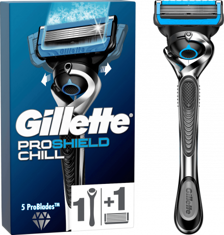 GILLETTE Rasierer, ProShield Chill, 1 St, Джилетт Набор для бритья ProShield Chill: станок и 1 сменная кассета, 1 набор