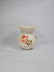 Ваза винтажная округлой формы с оранжевой розой, фарфор, 16 см, Германия, 1960-70гг.