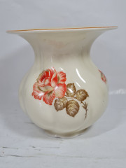 Ваза винтажная округлой формы с оранжевой розой, фарфор, 16 см, Германия, 1960-70гг.