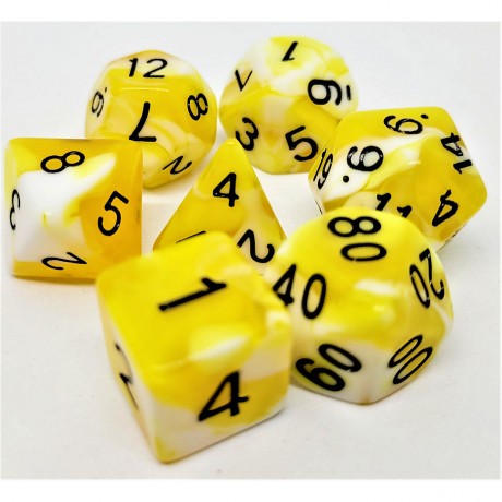 dice4friends 7-tlg. RPG Wurfelset: Racing Yellow\/White 7 шт. Набор игральных костей RPG: Racing Yellow/White