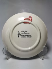 DAKAS CERAMIC, Коллекционная керамическая тарелка &quot;Павлины&quot; в бордовом декоре, 18см, Родос Греция 1970г.