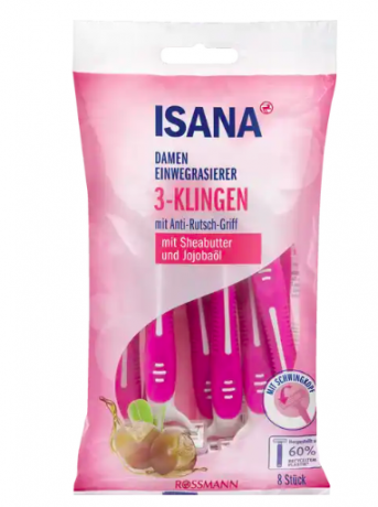 ISANA Damen Einwegrasierer 3-Klingen, ИСАНА Женские одноразовые бритвы с 3 лезвиями с маслом ши, 8 штук