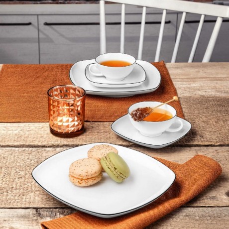 Seltmann Weiden Seltmann Weiden Lido Black Line Tee-Set eckig klein 18-tlg. Seltmann Weiden Lido Black Line Набор для чая квадратный маленький, 18 предм.