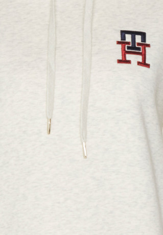 Tommy Hilfiger MONOGRAM HOODIE Hoodie heathered oatmilk ХУДИ С МОНОГРАММОЙ Толстовка с капюшоном овсяное молоко