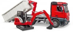 Bruder 03624 MB Arocs LKW mit Abrollcontainer u. Schaeff HR16 Minibagger 03624 Грузовик MB Arocs с выкатным контейнером и мини-экскаватором Schaeff HR16