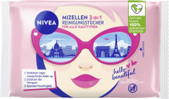 NIVEA 3in1 Mizellen Reinigungstucher, 25 Stuck, Нивеа Мицеллярные очищающие салфетки 3 в 1, для всех типов кожи, снятие макияжа, 25 шт