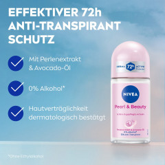 NIVEA Pearl &amp; Beauty Anti-Transpirant Roll-On, 50 ml, Нивеа Антиперспирант ролик, перламутровые экстракты и масло авокадо, выравнивание тона кожи, 72ч защита, 50 мл