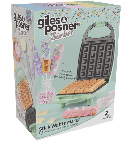 Giles & Posner Sorbet Gloss Stick-Waffeleisen, 4 Waffeln, 520W, Вафельница для мини бельгийских вафель, 520 Вт, антипригарное покрытие, индикаторы готовности, 15,5x22,3x9,3 см, бакелит, зелёный