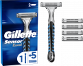 GILLETTE Rasierer, Sensor Excel, 1 St, Джилетт Набор для бритья Sensor Excel: станок и 5 сменных кассет, 1 набор
