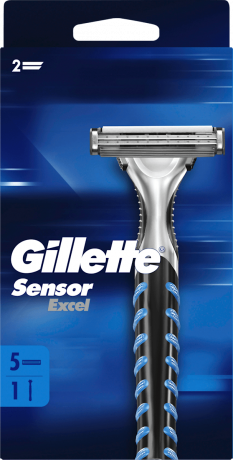 GILLETTE Rasierer, Sensor Excel, 1 St, Джилетт Набор для бритья Sensor Excel: станок и 5 сменных кассет, 1 набор