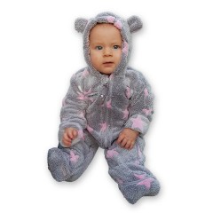 Hoppediz Overall aus Fleece Babyeinteiler grau-rose Комбинезон из флиса детский цельнокроеный серо-розовый