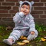 Hoppediz Overall aus Fleece Babyeinteiler grau-rose Комбинезон из флиса детский цельнокроеный серо-розовый