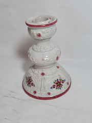 Подсвечник винтажный MR Marzi&amp;Remy с декором в виде мелких розовых цветков, фарфор, 16.5 см, Германия, 1960-70гг.