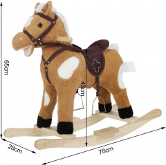 WOLTU Baby Rocking Horse Toy with Animal Sounds and Handles, 74 x 65 x 34 cm Игрушка-качалка Лошадка WOLTU для малышей со звуками животных и ручками, 74 x 65 x 34 см