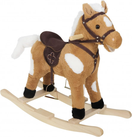 WOLTU Baby Rocking Horse Toy with Animal Sounds and Handles, 74 x 65 x 34 cm Игрушка-качалка Лошадка WOLTU для малышей со звуками животных и ручками, 74 x 65 x 34 см