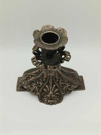 Подсвечники винтажные на одну свечу, с красивым резным декором, латунь, 2 шт., 12 х 11.5 см, Германия, 1960-70гг.